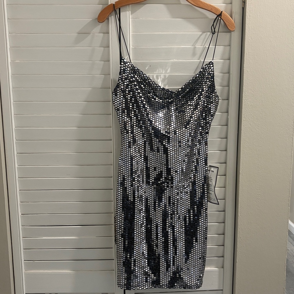 Macy’s Cowlneck Sequin Bodycon Mini Dress